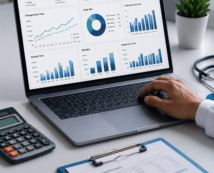 Revenue and practice performance dashboard