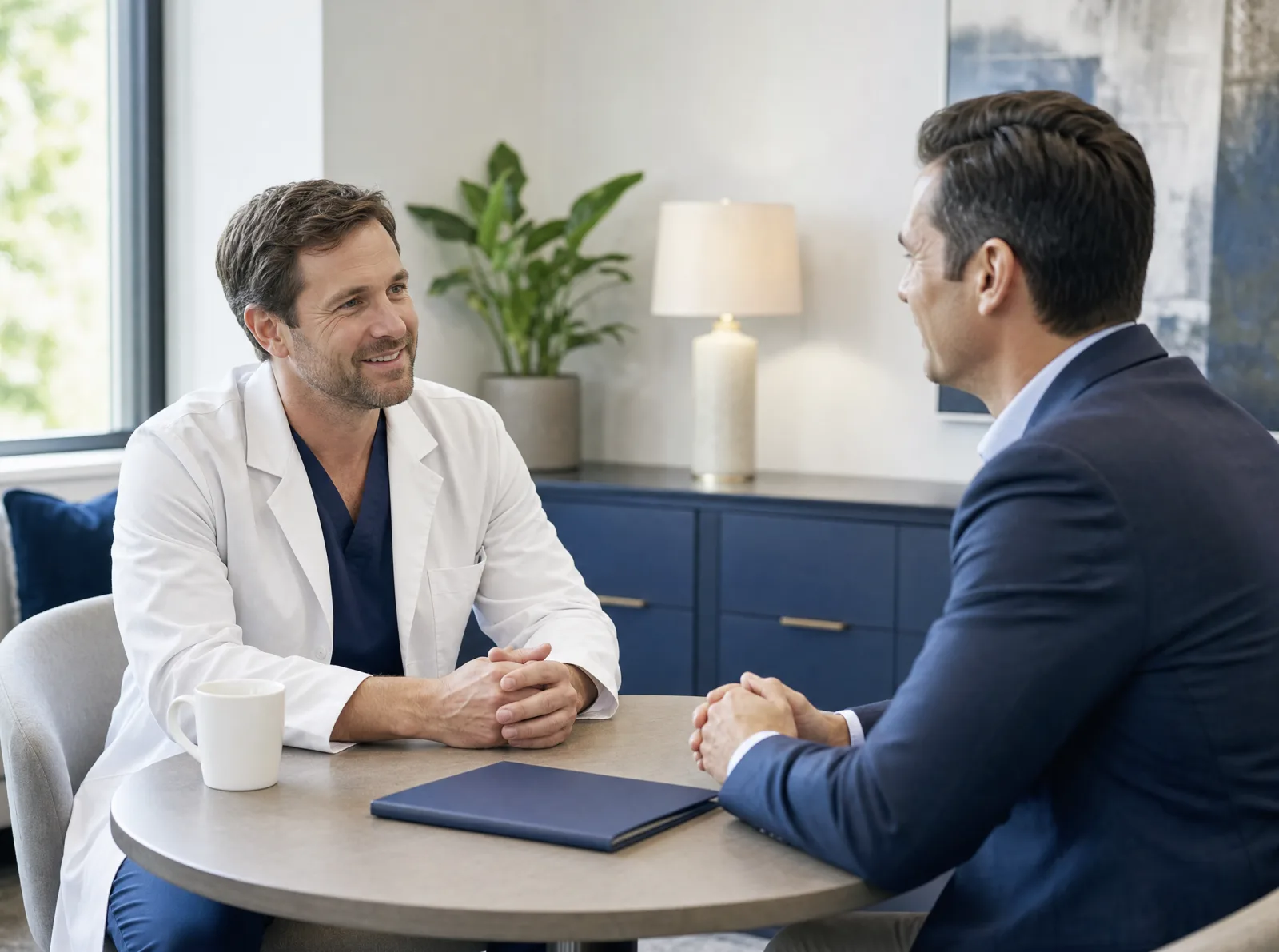 Physician owner discussing a Practice Optimization Plan with an advisor